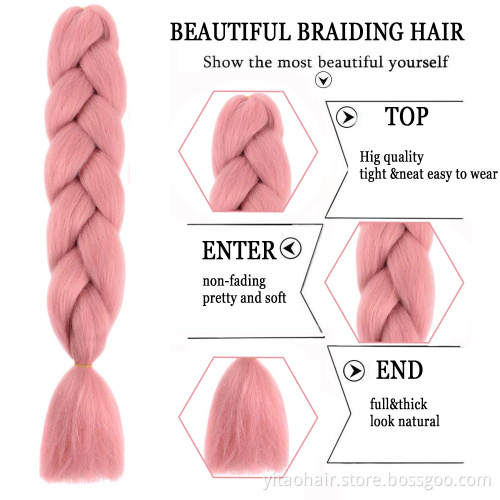 wholesale Jumbo Braiding Hair Synthetic pink Colorful Braids hair Extensions High Fiber Twist Braiding Hair for woman 24Inch